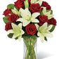 Whimsical White Lily & Red Rose Bouquet,,Bloomera