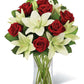 Whimsical White Lily & Red Rose Bouquet,,Bloomera